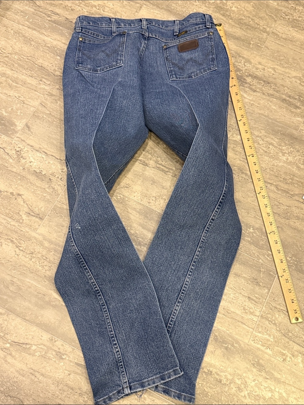 Wrangler Men’s Medium Blue Straight Jeans 47MACMS size 34x34 - Picture 7 of 9